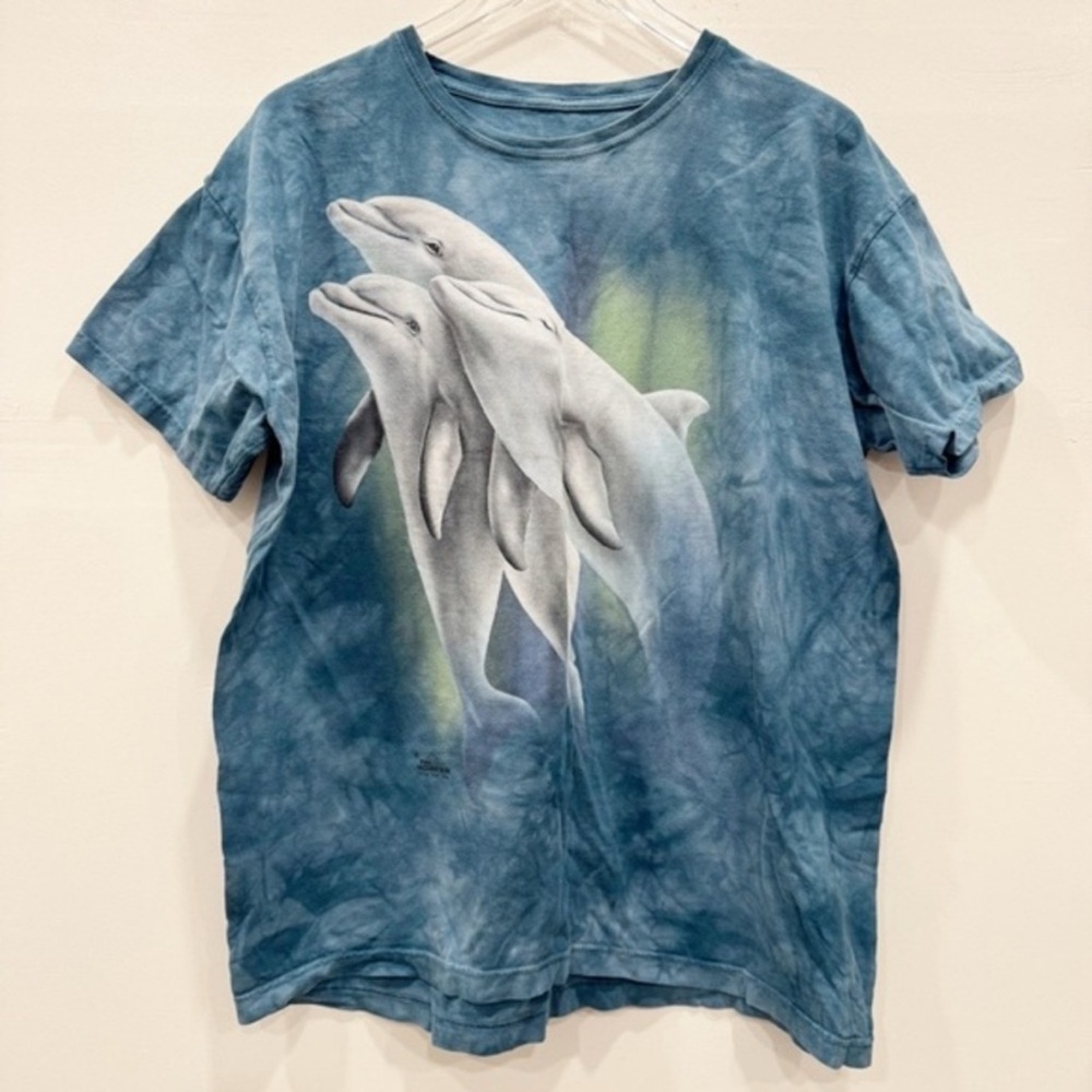 The Mountain Dolphin Print Short Sleeve Tee Blue Size 2XL Tie-Dye